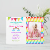 Rainbow Photo Birthday Invitations Kaart (Staand voorkant)