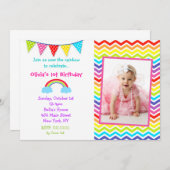 Rainbow Photo Birthday Invitations Kaart (Voorkant / Achterkant)