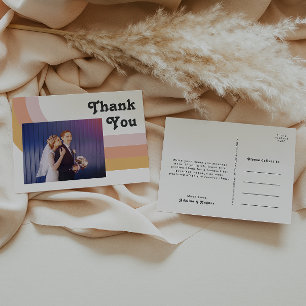 Rainbow Photo Wedding van Modern Retro 70 bedankt Briefkaart