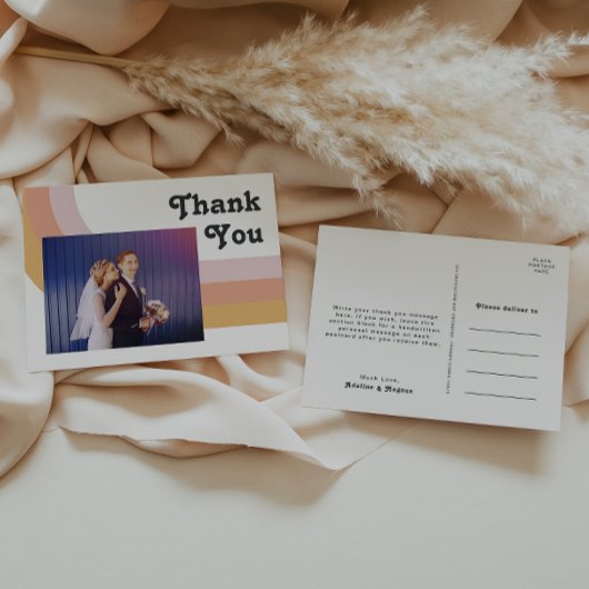 Rainbow Photo Wedding van Modern Retro 70 bedankt Briefkaart