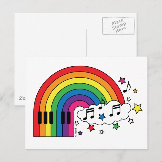 Rainbow Piano Briefkaart (Voorkant / Achterkant)