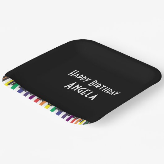 Rainbow Piano Keys Birthday Party Papieren Bordje (Gebogen)