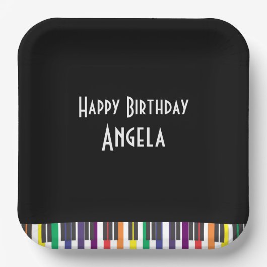 Rainbow Piano Keys Birthday Party Papieren Bordje (Voorkant)