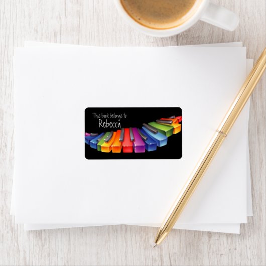 Rainbow Piano Keys Boekplaat Labels (Insitu)