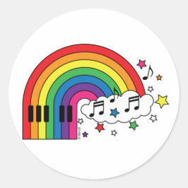 Rainbow Piano Ronde Sticker