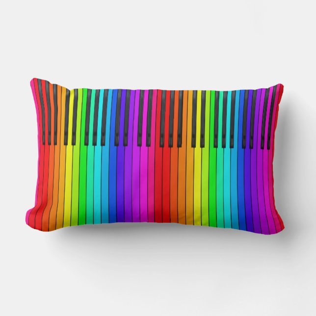Rainbow Piano-toetsenbord Lumbar Pillow Kussen (Voorkant)