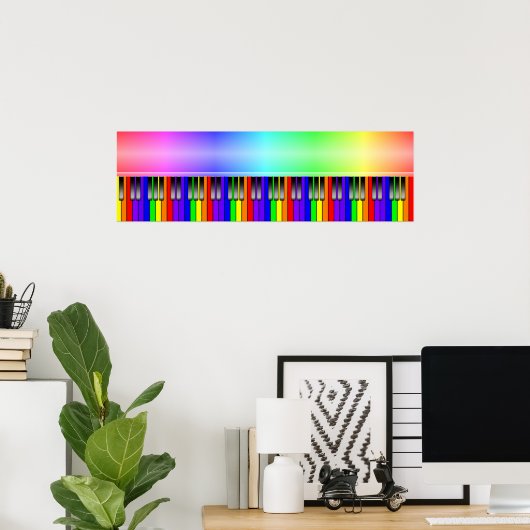 Rainbow Piano-toetsenbord Poster (Thuiskantoor)