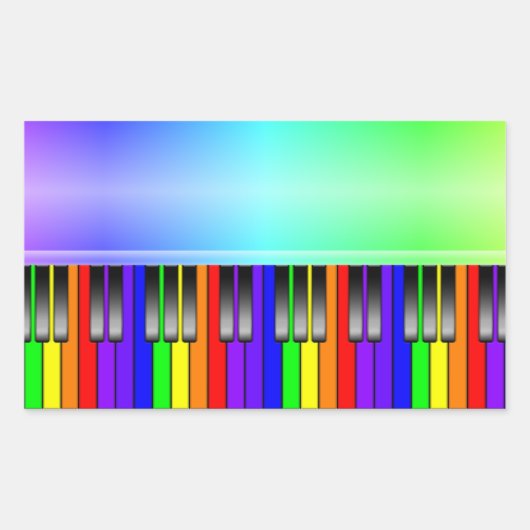 Rainbow Piano-toetsenbord Rechthoekige Sticker (Voorkant)