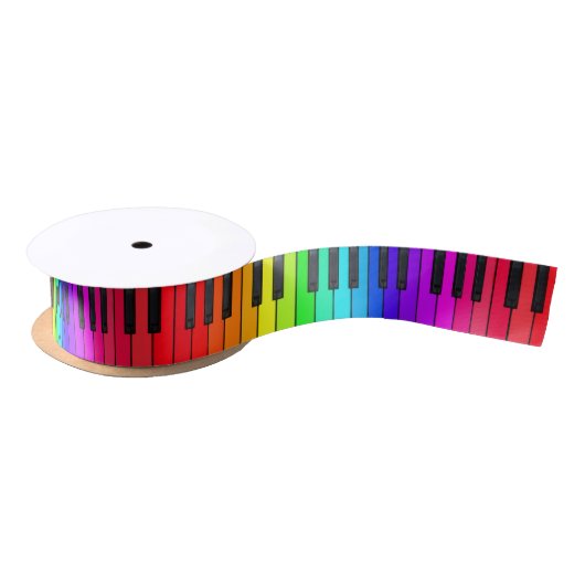 Rainbow Piano-toetsenbord Satin Ribbon Satijnen Lint (Spoel)