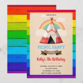 Rainbow picknick-uitnodiging feestdagenkaart (Voorkant / Achterkant)