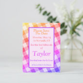 Rainbow Picnic Diagonal Save the Date Briefkaart (Staand voorkant)