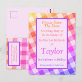 Rainbow Picnic Diagonal Save the Date Briefkaart (Voorkant / Achterkant)