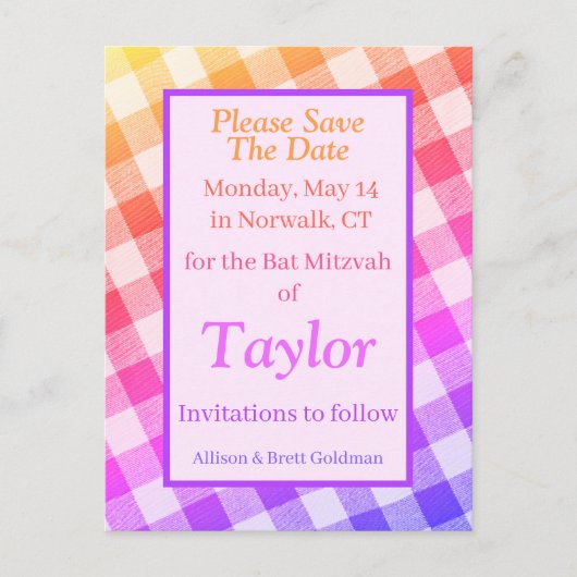 Rainbow Picnic Diagonal Save the Date Briefkaart (Voorkant)