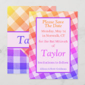 Rainbow Picnic Diagonal Save the Date Kaart (Voorkant / Achterkant)