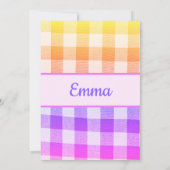 Rainbow Picnic Invitation Patchwork Kaart (Achterkant)