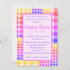 Rainbow Picnic Invitation Patchwork Kaart