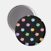 Rainbow Pig Pattern op zwart Magneet (Voorkant / Achterkant)