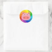 Rainbow Pig Ronde Sticker (Tas)