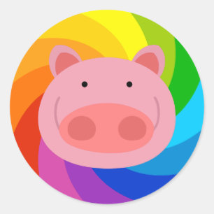 Rainbow Pig Ronde Sticker