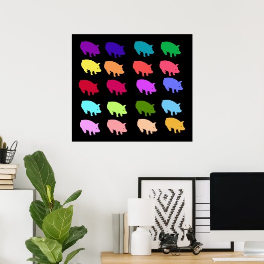 Rainbow Pigs Poster (Thuiskantoor)