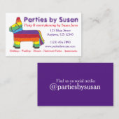 Rainbow Piñata Party Event Planner Visitekaartje (Voorkant / Achterkant)