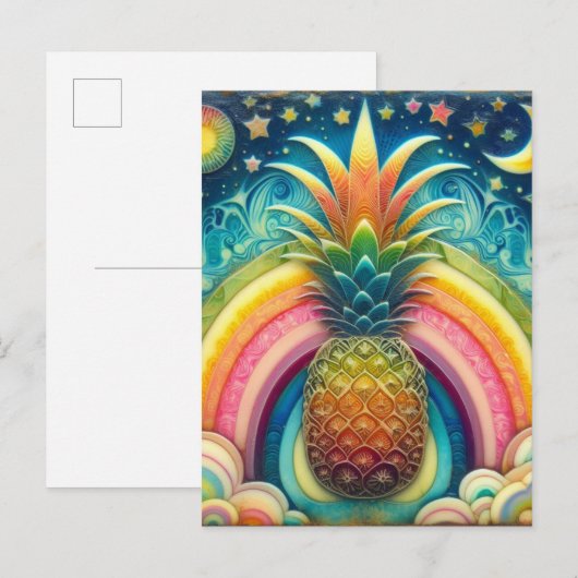 Rainbow Pineappel Briefkaart (Voorkant / Achterkant)