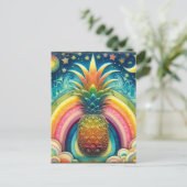 Rainbow Pineappel Briefkaart (Staand voorkant)