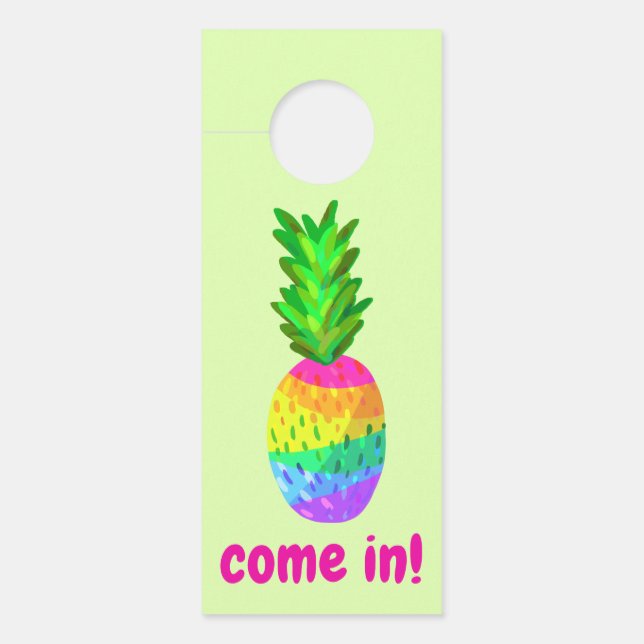 Rainbow Pineappel Deurhanger (Voorkant)