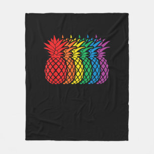 Rainbow Pineappels Aloha Hawaiian Gay Pride Month Fleece Deken