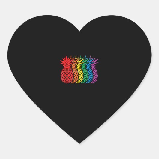 Rainbow Pineappels Aloha Hawaiian Gay Pride Month Hart Sticker (Voorkant)