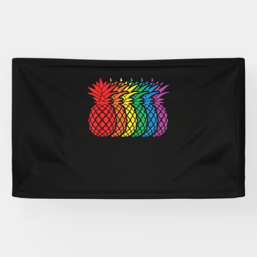 Rainbow Pineappels Aloha Hawaiian Gay Pride Month Spandoek (Horizontaal)