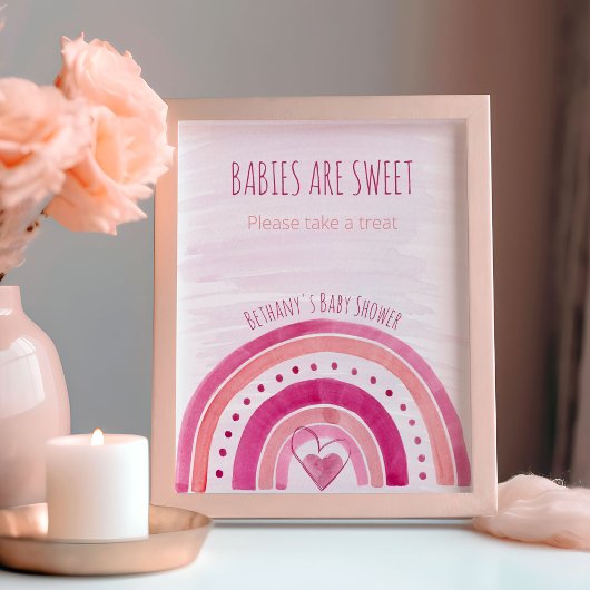 Rainbow Pink Baby shower Favor Tafelteken Poster