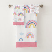 Rainbow Pink Blue Yellow Boho Fun Girly Bathroom Bad Handdoek (Insitu)