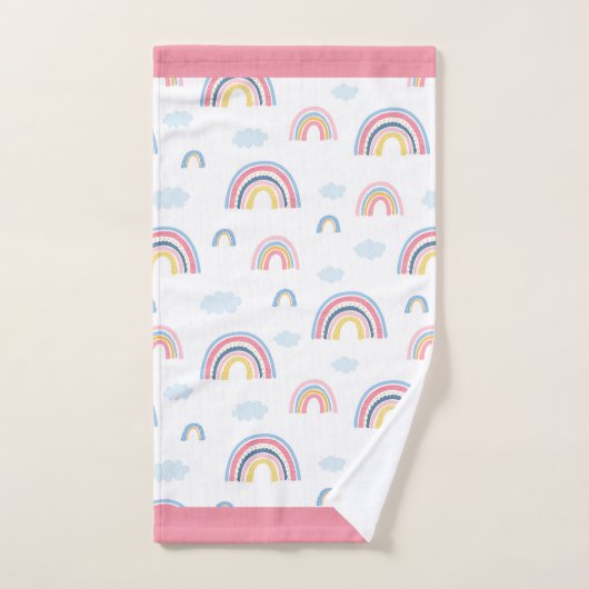 Rainbow Pink Blue Yellow Boho Fun Girly Bathroom Bad Handdoek (Handdoek)