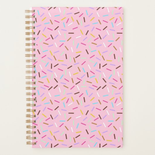 Rainbow Pink Donut Sprinkles Notebook Planner  (Voorkant)