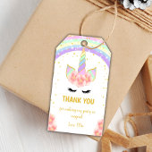 Rainbow Pink Floral Unicorn Gift Labels Cadeaulabel