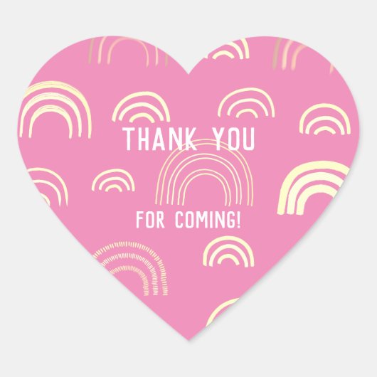 Rainbow Pink Girly Meisje Hart Sticker (Voorkant)