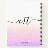 Rainbow Pink Glitter Girly Ombre Sketchbook Name Notitieboek (Achterkant)