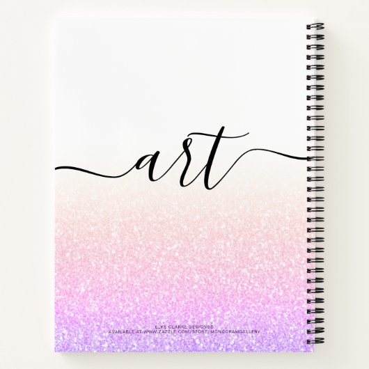 Rainbow Pink Glitter Girly Ombre Sketchbook Name Notitieboek (Achterkant)