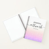 Rainbow Pink Glitter Girly Ombre Sketchbook Name Notitieboek (Binnen)