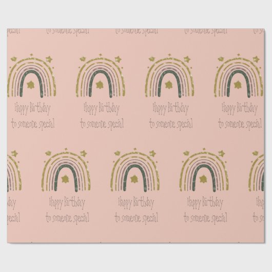 Rainbow Pink Gold Happy Birthday Iemand Special Cadeaupapier (Vlak)