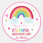 Rainbow Pink Gold Hearts Valentijnsdag Ronde Sticker (Voorkant)
