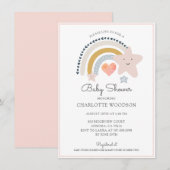 Rainbow Pink Heart Girl Baby shower Kaart (Voorkant / Achterkant)