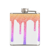 Rainbow Pink Peach Sparkle Glitter Drift Monogram Heupfles (Achterkant)