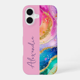 Rainbow Pink Persoonlijke naam iPhone 16 Hoesje