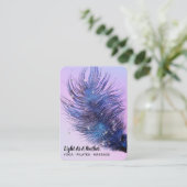 *~* Rainbow Pink Sky Stars Cosmic Feather Boho Visitekaartje (Staand voorkant)