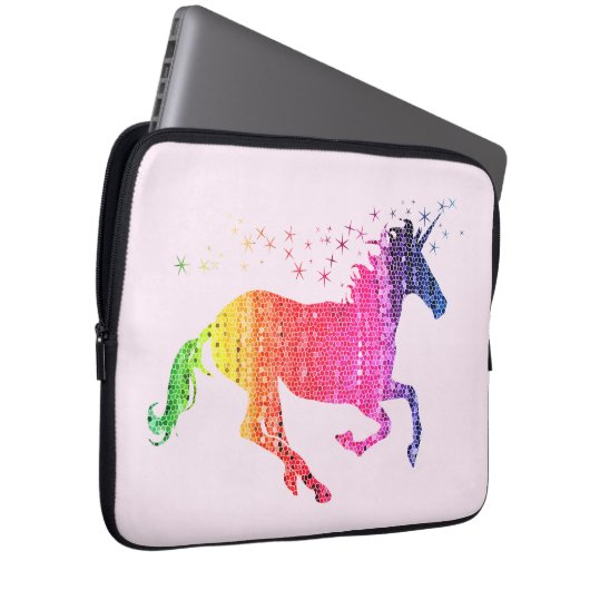 Rainbow Pink Unicorn Laptop Sleeve (Voorkant Rechts)