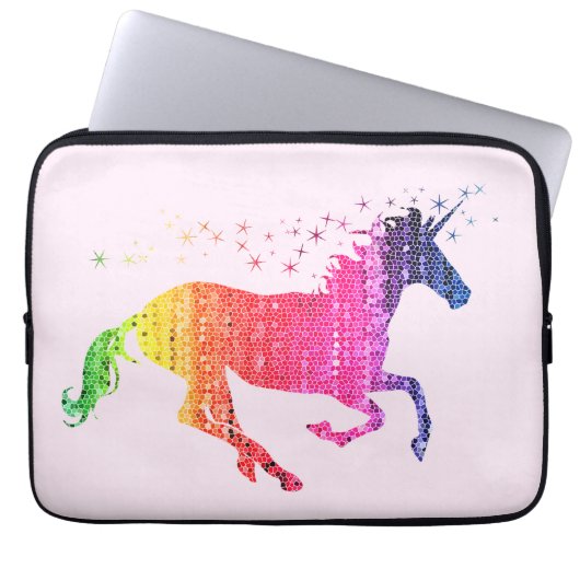 Rainbow Pink Unicorn Laptop Sleeve (Voorkant)