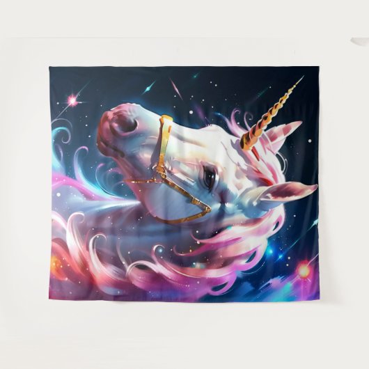 Rainbow Pink Unicorn Wall Art Wandkleed (Voorkant (horizontaal))