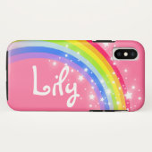 Rainbow pink voeg je eigen korte naam iphone case  (Achterkant (horizontaal))
